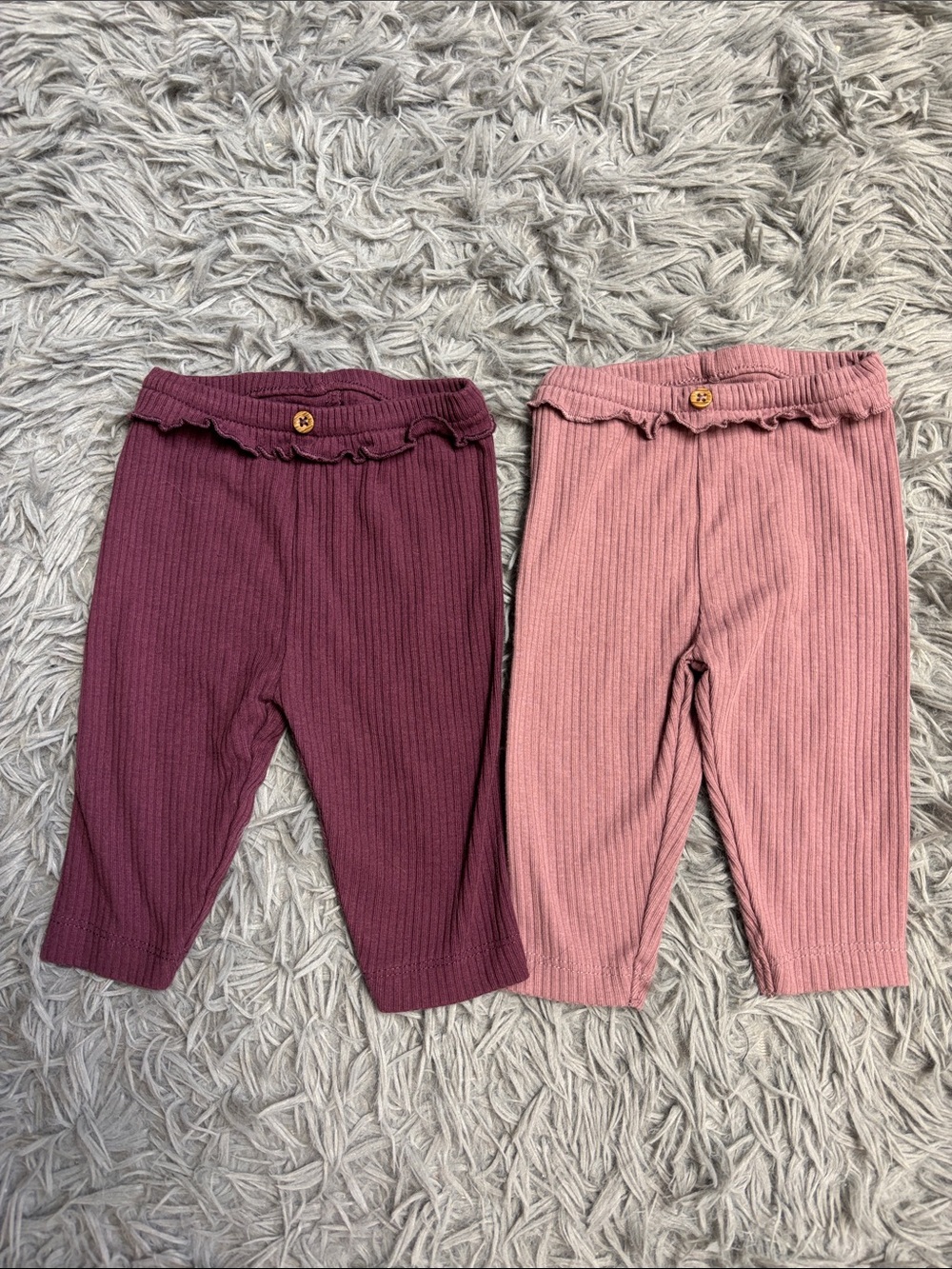 Carter's Ribbed Two-Pack Leggings in Plum and Dusty Pink